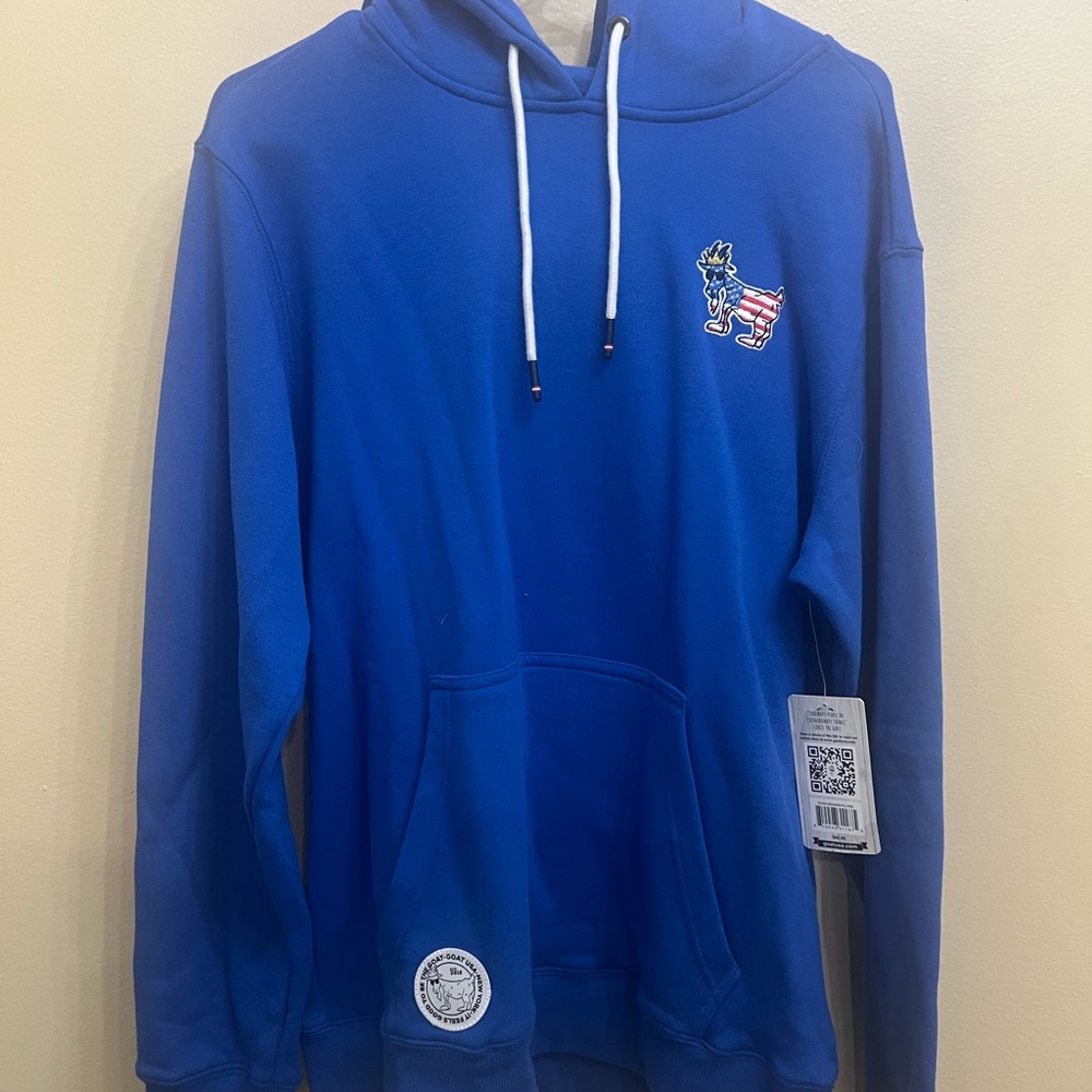 Blue G.O.A.T. Hoodie with Embroidered Logo